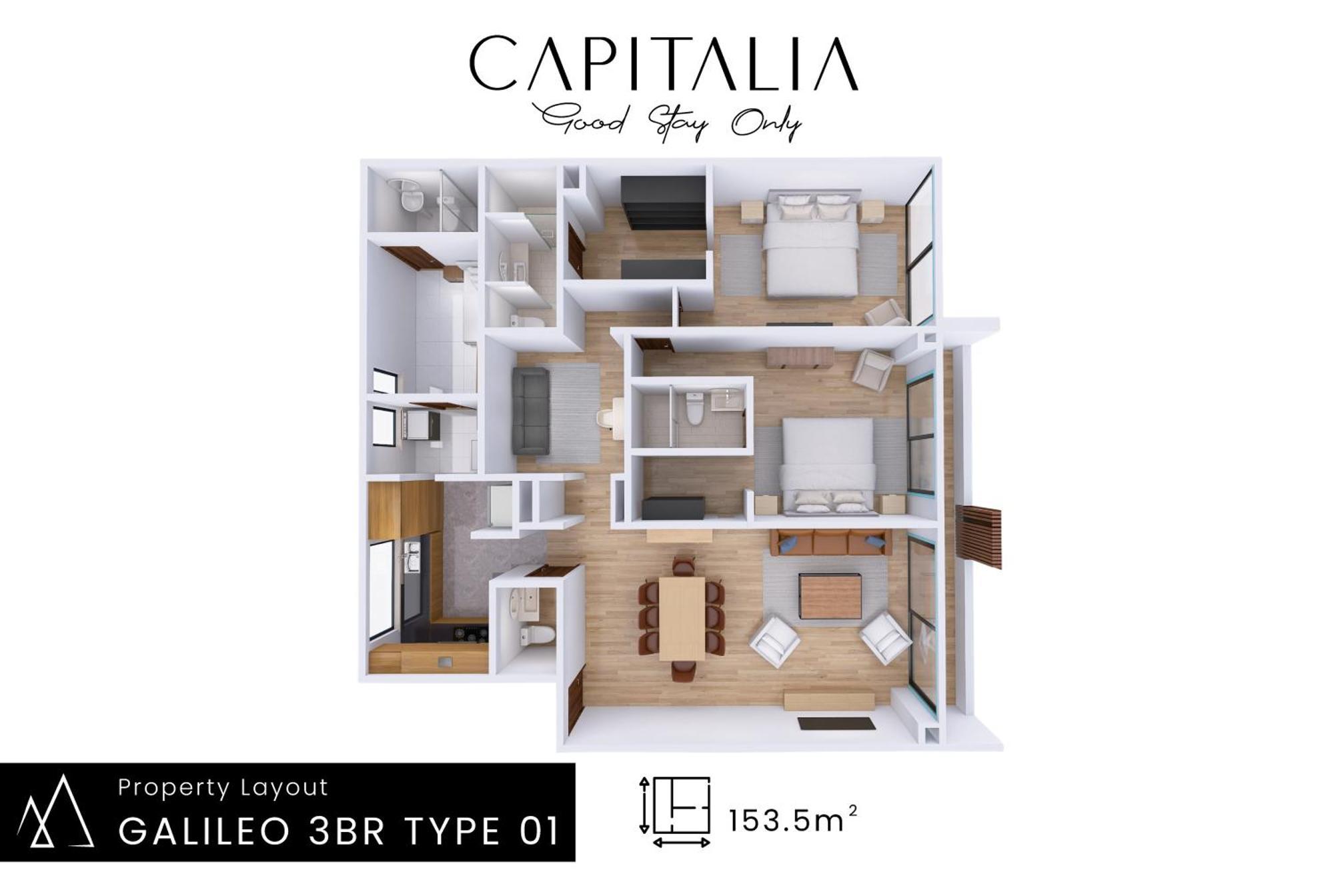 Premium Apartment 3 Bedrooms Balcony Street View