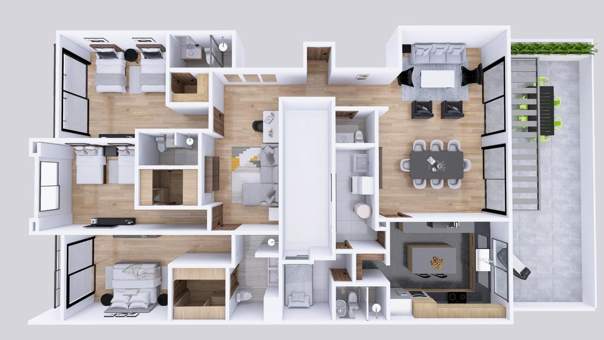 Deluxe Penthouse 4 Bedrooms Terrace